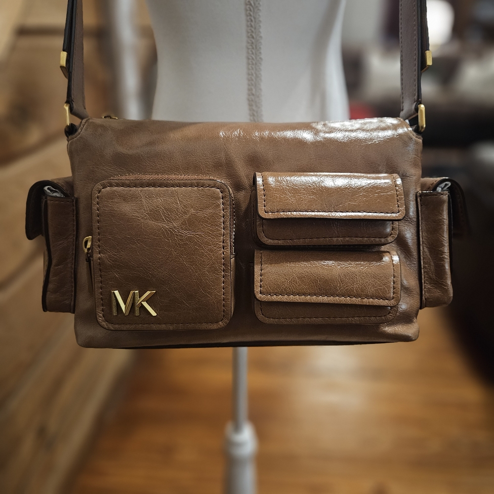 Michael Kors Brown Genuine Leather Luggage Shoulder Bag - Picture 2 of 13